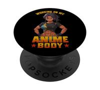 Working On My Anime Body Vintage Muscular Anime Bodybuilder PopSockets Adhesive PopGrip