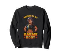 Working On My Anime Body Vintage Muscular Anime Bodybuilder Sweatshirt