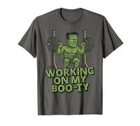 Working On My Boo-ty Funny Halloween Muscular Frankenstein T-Shirt