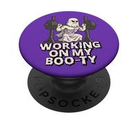 Working On My Boo-ty Funny Halloween Muscular Ghost Spooky PopSockets Adhesive PopGrip