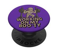 Working On My Boo-ty Funny Halloween Muscular Mummy Spooky PopSockets Adhesive PopGrip