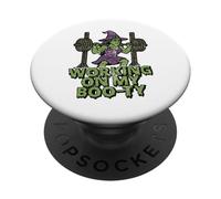 Working On My Boo-ty Funny Halloween Muscular Witch Spooky PopSockets Adhesive PopGrip
