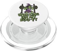 Working On My Boo-ty Funny Halloween Muscular Witch Spooky PopSockets PopGrip for MagSafe