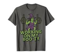 Working On My Boo-ty Funny Halloween Muscular Witch Spooky T-Shirt