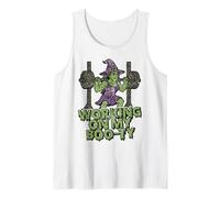 Working On My Boo-ty Funny Halloween Muscular Witch Spooky Tank Top