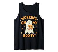 Working On My Booty Boo-ty Halloween Gym Ghost Pumpkin Tank Top, Men, Black, Small