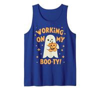 Working On My Booty Boo-ty Halloween Gym Ghost Pumpkin Tank Top, Men, Royal Blue, Medium