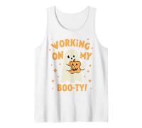 Working On My Booty Boo-ty Halloween Gym Ghost Pumpkin Tank Top, Men, White, Small