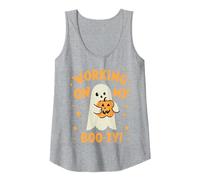 Working On My Booty Boo-ty Halloween Gym Ghost Pumpkin Tank Top, Women, Heather Grey, XX-Large