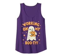 Working On My Booty Boo-ty Halloween Gym Ghost Pumpkin Tank Top, Women, Purple, X-Large