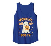 Working On My Booty Boo-ty Halloween Gym Ghost Pumpkin Tank Top, Women, Royal Blue, X-Large