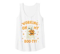 Working On My Booty Boo-ty Halloween Gym Ghost Pumpkin Tank Top, Women, White, Small