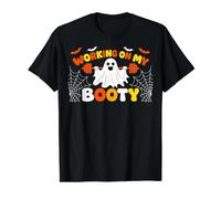 Working On My Booty Funny Gym Halloween Workout Ghost Meme Value Graphic T-Shirt, Men, Black, S