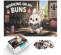 Working On My Buns - Funny Easter Gym Bunny S Jigsaw Puzzle, 1000 Piece | For a classic tabletop challenge, this adult jigsaw puzzle with 1000 pieces combines concentration with relaxation.