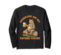 Working On My Father Figure Beer Bear Funny Dad Long Sleeve T-Shirt