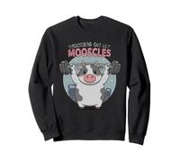Working On My Mooscles Cute Cow Weightlifting Gym Humor Sweatshirt