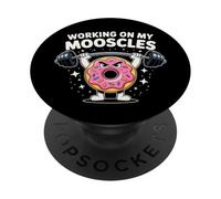 Working On My Mooscles Humor Fitness Gym Doughnut Men Women PopSockets Adhesive PopGrip