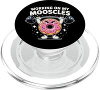 Working On My Mooscles Humor Fitness Gym Doughnut Men Women PopSockets PopGrip for MagSafe
