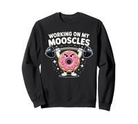 Working On My Mooscles Humor Fitness Gym Doughnut Men Women Sweatshirt