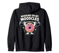 Working On My Mooscles Humor Fitness Gym Doughnut Men Women Zip Hoodie