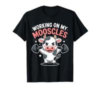 Working On My Mooscles Moo Muscles Workout Funny Cow Gym T-Shirt