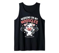 Working On My Mooscles Moo Muscles Workout Funny Cow Gym Tank Top