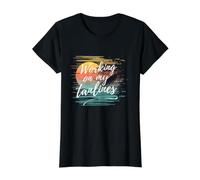 Working On My Tanlines, Funny Tanning Spray Salon Beach Value Graphic T-Shirt, Women, Black, M