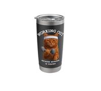 Working Out Because Murder is Wrong Cat Stainless Steel Insulated Tumbler