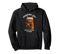 Working Out Because Murder Is Wrong Funny Cat Pullover Hoodie