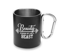 Working Out Like a Beast Metal Cup Carabiner Handle, Camping Mug