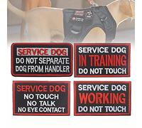 Working Service Dog Tag, No Touch & Talk Pet Patch Tactical Harness Accessory with Hook & Loop Backing for Training Vest & Gear (C, 4Pcs)