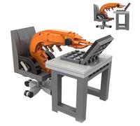 Working Shrimp Man Building Blocks Set, 150PCS Desk Mini Working Shrimp Man Figure Model Kit Ocean Animal Collection Blocks Creative Funny Desktop Ornament Gift for Adults & Teens