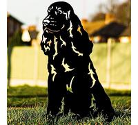 Working Springer Spaniel Garden Ornament Christmas Dog Lover Gift Black English Gordon Setter Related Statue Figure Metal Home Decoration Sculpture (Black Painted)