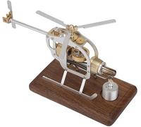 Working Stirling Engine Helicopter, Metal Mechanical Assembly Kit for Adults, Collectible Desktop Display with Moving Rotors, Unique Gift for Engineers