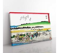 Working Upon The Beach By Utagawa Hiroshige Asian Japanese Canvas Wall Art Print Ready to Hang, Framed Picture for Living Room Bedroom Home Office Décor, 76x50 cm (30x20 Inch)