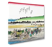 Working Upon the Beach by Utagawa Hiroshige Asian Japanese Canvas Wall Art Print Ready to Hang, Framed Picture for Living Room Bedroom Home Office Décor, 14x14 Inch (35x35 cm)