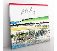 Working Upon the Beach by Utagawa Hiroshige Asian Japanese Canvas Wall Art Print Ready to Hang, Framed Picture for Living Room Bedroom Home Office Décor, 35x35 cm (14x14 Inch)