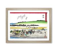 Working Upon The Beach By Utagawa Hiroshige Asian Japanese Framed Wall Art Print, Ready to Hang Picture for Living Room Bedroom Home Office Décor, Oak A2 (64 x 46 cm)