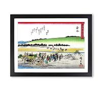 Working Upon The Beach By Utagawa Hiroshige Asian Japanese Framed Wall Art Print, Ready to Hang Picture for Living Room Bedroom Home Office Décor, Black A4 (34 x 25 cm)
