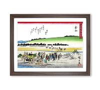 Working Upon The Beach By Utagawa Hiroshige Asian Japanese Framed Wall Art Print, Ready to Hang Picture for Living Room Bedroom Home Office Décor, Walnut A3 (46 x 34 cm)