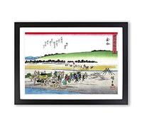 Working Upon The Beach by Utagawa Hiroshige Framed Print | A2 Black Framed Wall Art | Ready to Hang | Asian Beach Picture | Living Room Bedroom Lounge Office