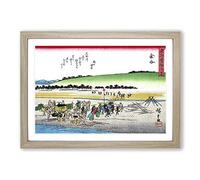 Working Upon The Beach by Utagawa Hiroshige Framed Print | A2 Oak Framed Wall Art | Ready to Hang | Asian Beach Picture | Living Room Bedroom Lounge Office