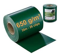 workingHOUSE PVC Premium Privacy Screening for Double Bar Fences - Garden Fence Privacy Screen with Clamping Strips - 650g/m² with 35m x 19cm - Weatherproof, Maintenance-Free & Easy to Install (Green)