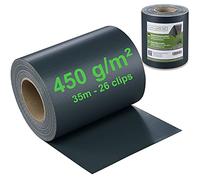 workingHOUSE PVC Privacy Screening for Double Bar Fences - Garden Fence Privacy Screen with Clamping Strips - 450g/m² with 35m x 19cm - Weatherproof, Maintenance-Free & Easy to Install (Grey)