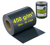 workingHOUSE PVC Privacy Screening for Double Bar Fences - Garden Fence Screen with Clamping Strips - 450g/m², 50m Length x 19cm Height - Weatherproof, Maintenance-Free & Easy to Install (Dark Grey)