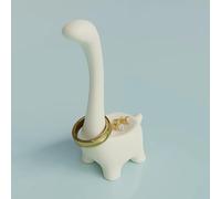 WORKIRAN Dinosaur Ring Holder, Plastic Cute Jewellery Holder for Rings, Necklaces, Bracelets, Birthday, Christmas, Engagement (White)