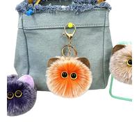 WORKIRAN Plush Cat Keyring, 8 cm, Stuffed Toy Pendant, Handmade, Cuddly, Fluffy Handbag Pendant, Orange, orange, Standart