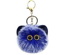 WORKIRAN Plush Cat Keyring, 8 cm, Stuffed Toy Pendant, Handmade, Cuddly, Fluffy Handbag Pendant, Royal Blue, royal, Standart