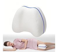 WORKKOOL Side Sleeper Pillow for Spine Alignment - Memory Foam Leg & Knee Support Pillow, Breathable Washable Cover, Relieves Back & Hip Pain, Multi-Use for Bed/Couch/Travel, 12x22x10cm