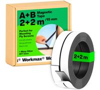 WORKMAX B Magnetic Tape for Fly Screens and Mosquito Nets (2+2 m) | Cut to Fit Magnetic Strip | Magnetic Strips Self-Adhesive | Magnetic Tape Roll with Adhesive Backing